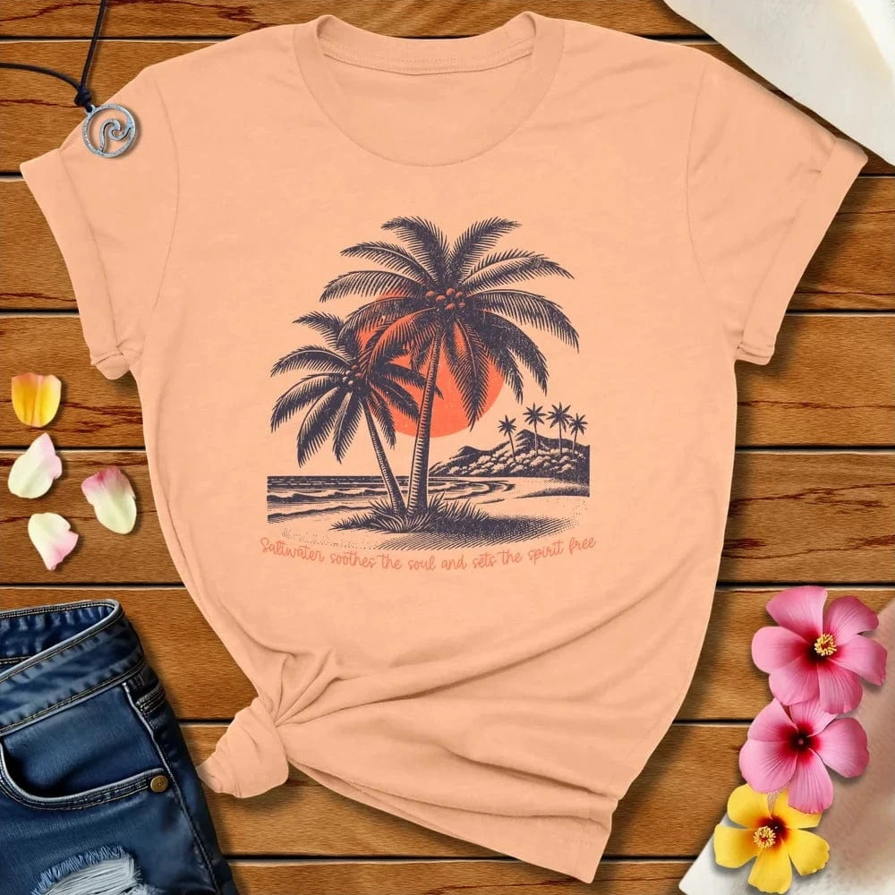 Soothes Tee Peach by Salty By Choice® We love the beach ocean and anything around water.