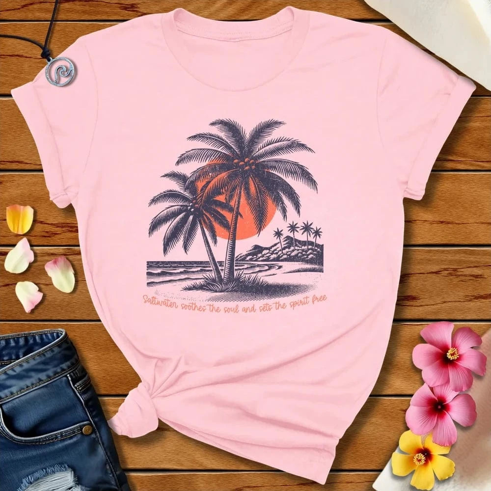 Soothes Tee Soft Pink by Salty By Choice® We love the beach ocean and anything around water.