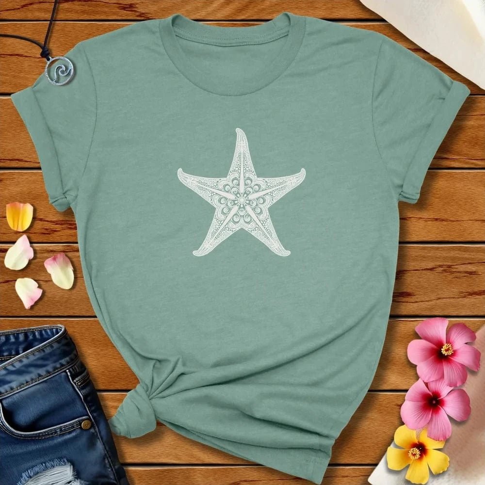 Starfish Tee Heather Prism Dusty Blue by Salty By Choice® We love the beach ocean and anything around water.