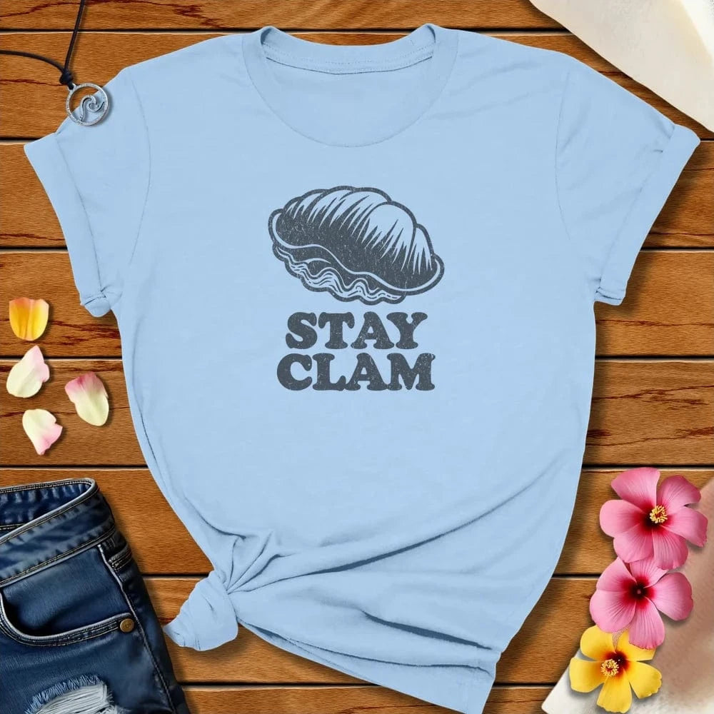 Stay Clam Tee Baby Blue by Salty By Choice™ We love the beach ocean and anything around water.