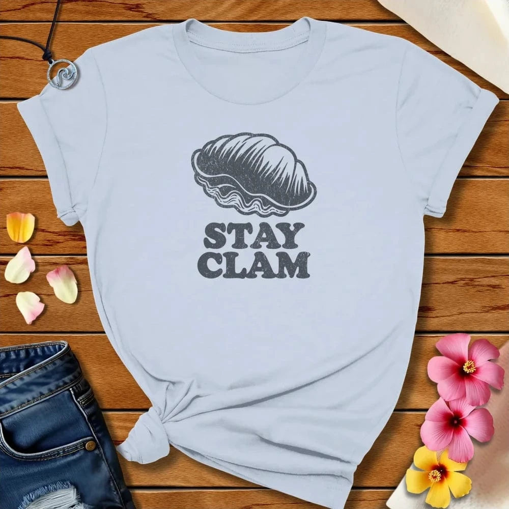 Stay Clam Tee Light Blue by Salty By Choice™ We love the beach ocean and anything around water.