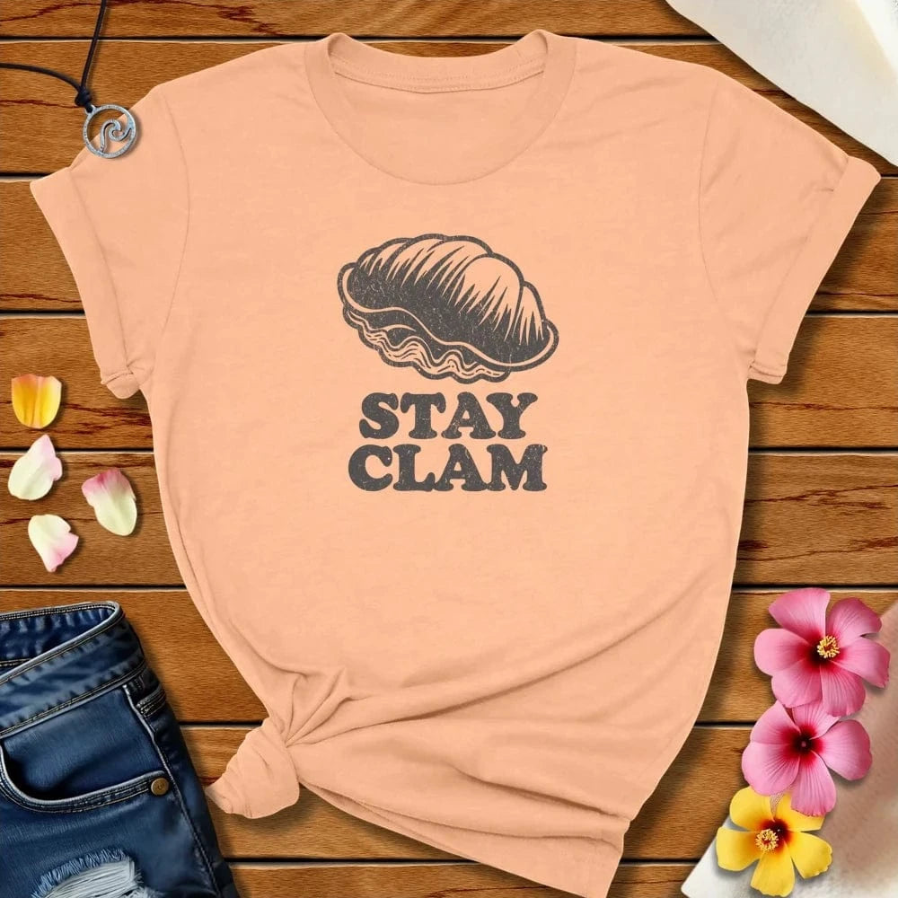 Stay Clam Tee Peach by Salty By Choice™ We love the beach ocean and anything around water.