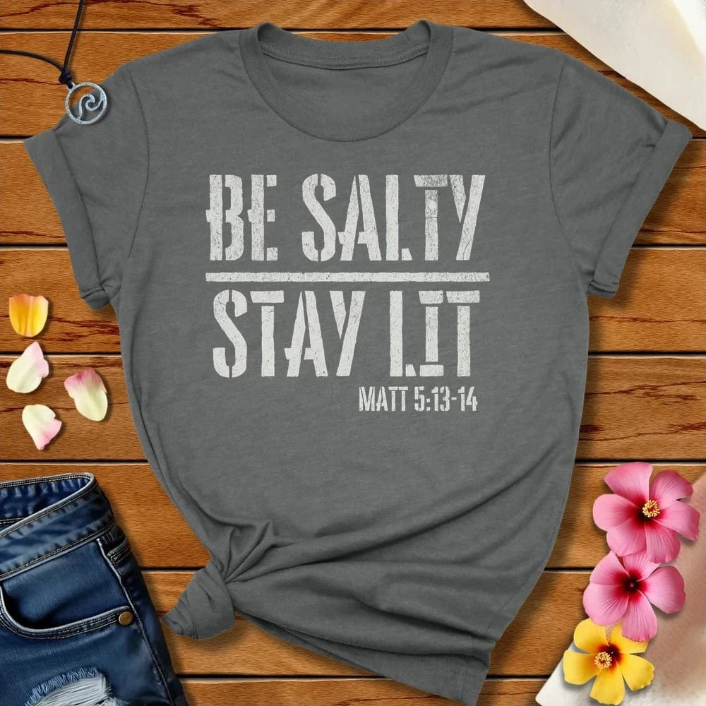 Stay Lit Tee Dark Grey Heather by Salty By Choice® We love the beach ocean and anything around water.