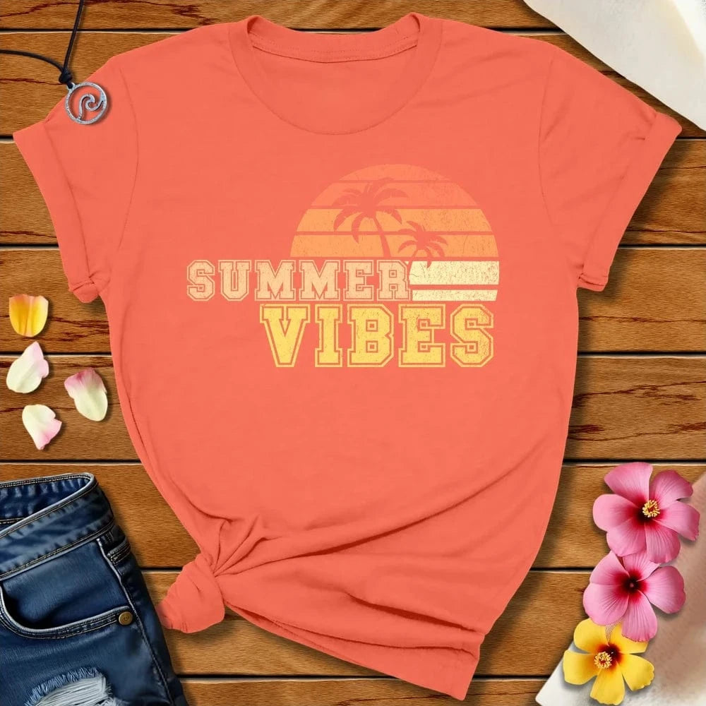Summer Vibes Tee Coral by Salty By Choice® We love the beach ocean and anything around water.