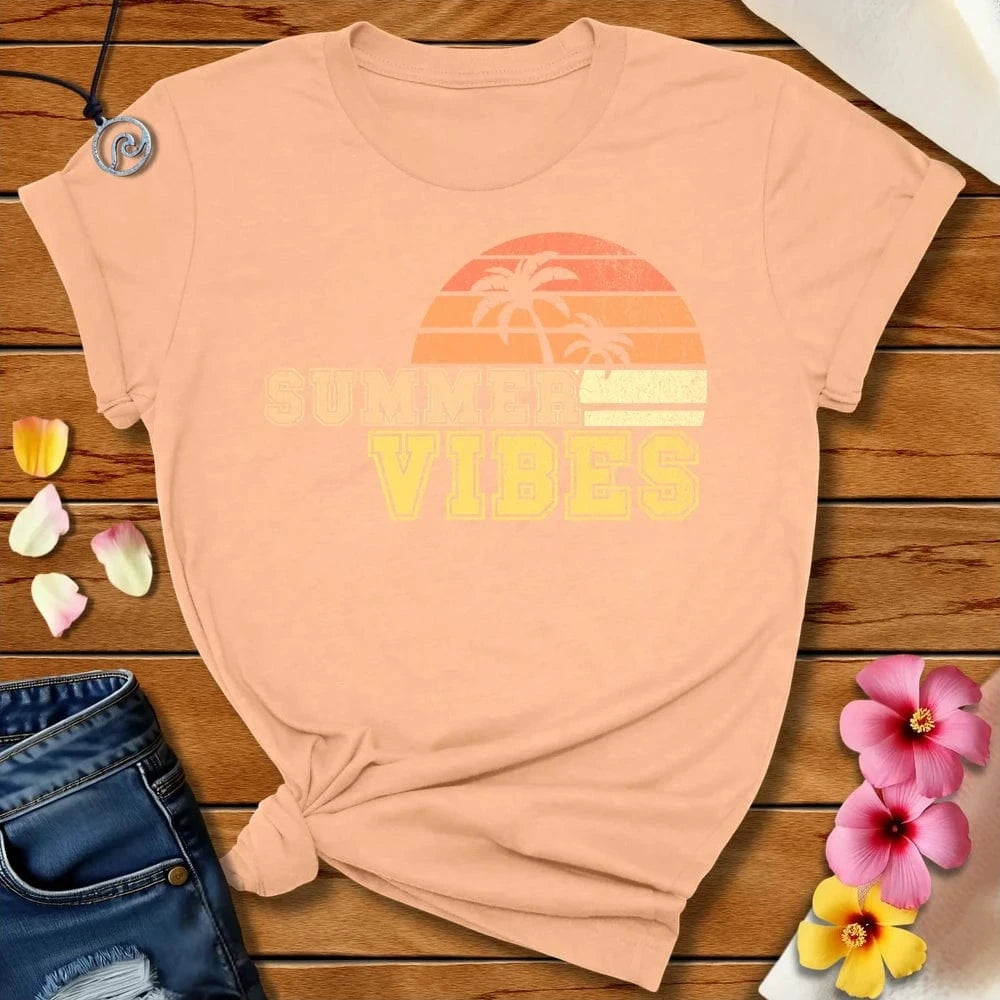Summer Vibes Tee Peach by Salty By Choice® We love the beach ocean and anything around water.