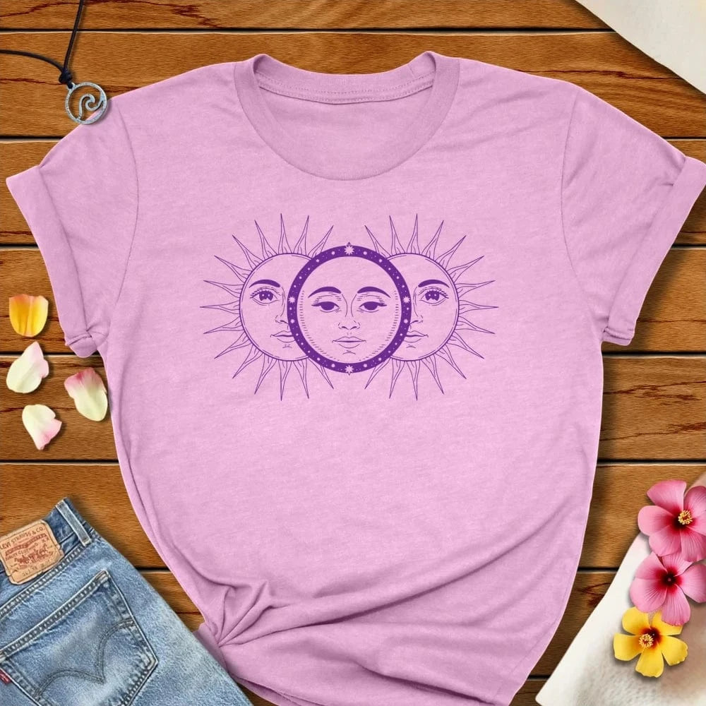 Sun And Moon Tee Heather Prism Lilac by Salty By Choice® We love the beach ocean and anything around water.