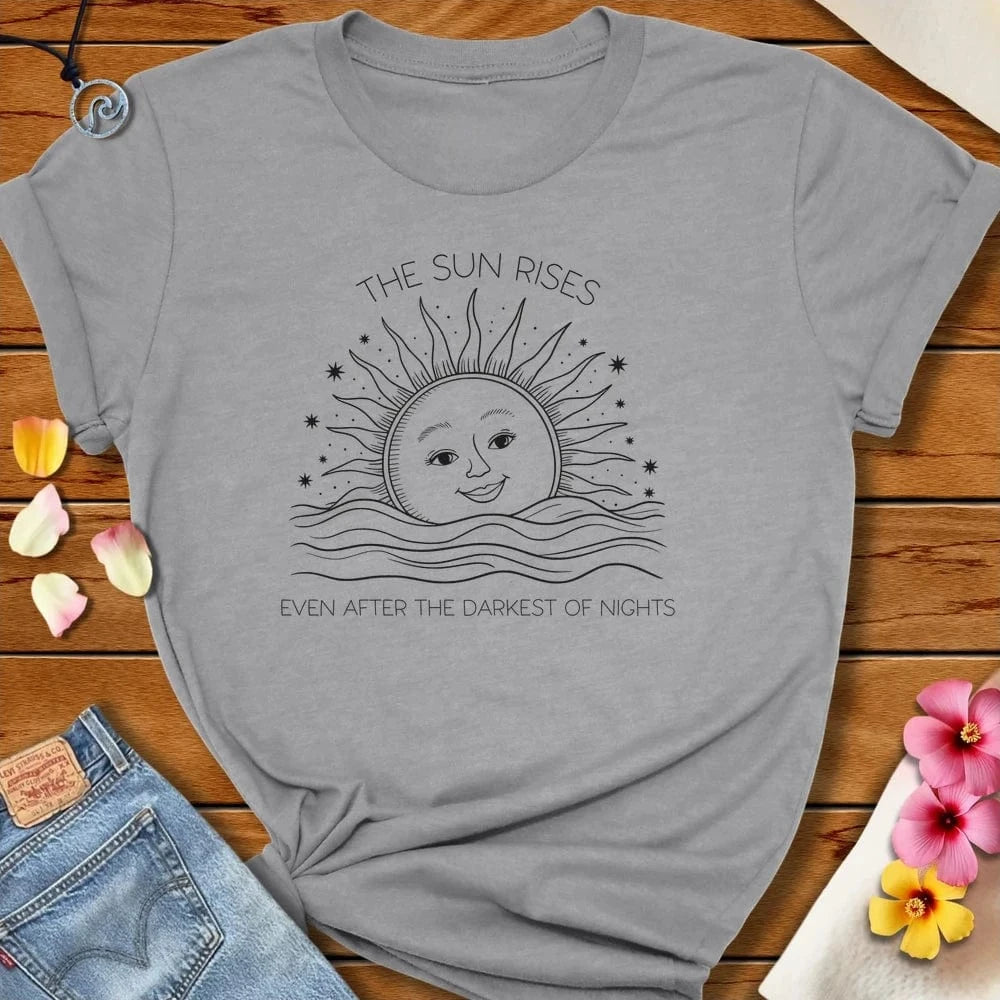 Sun Rises Tee Athletic Heather by Salty By Choice® We love the beach ocean and anything around water.
