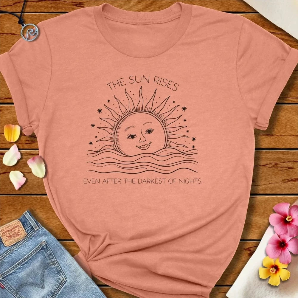 Sun Rises Tee Heather Prism Sunset by Salty By Choice™ We love the beach ocean and anything around water.