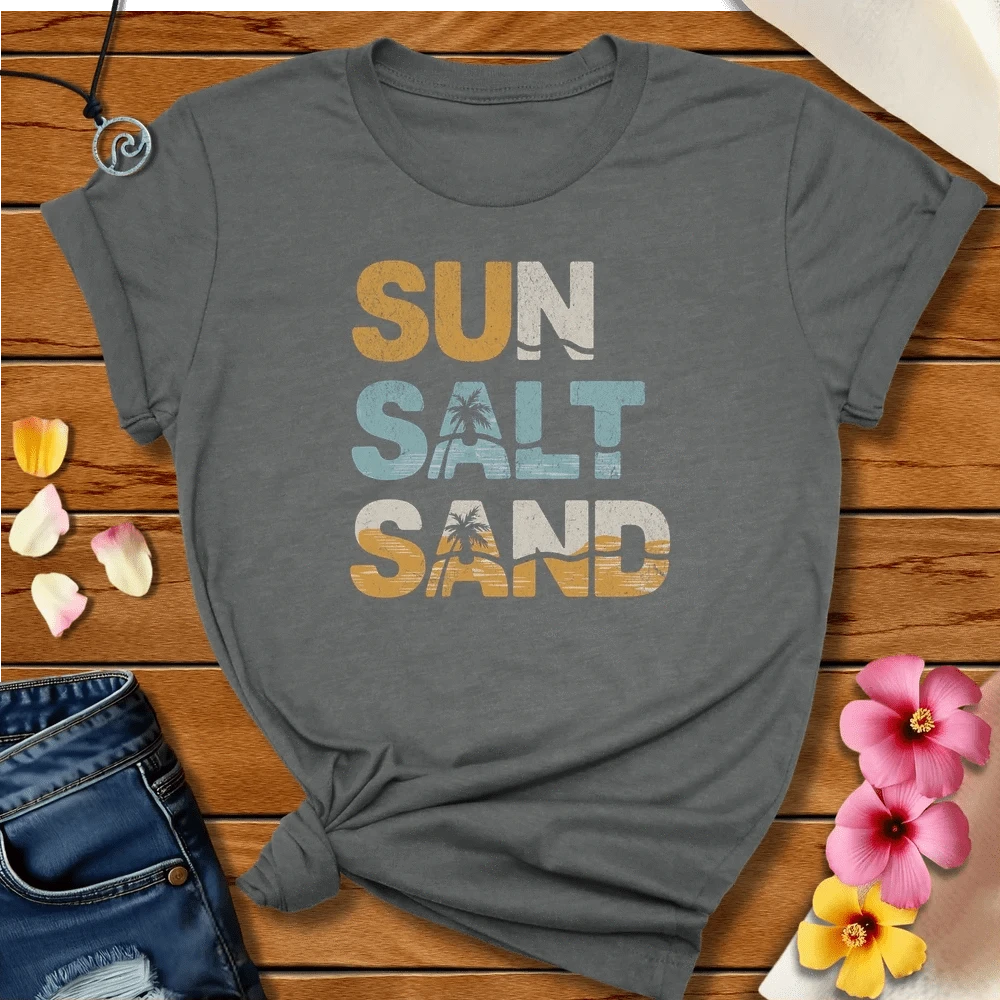 Sun Salt Sand Tee Deep Heather by Salty By Choice™ We love the beach ocean and anything around water.