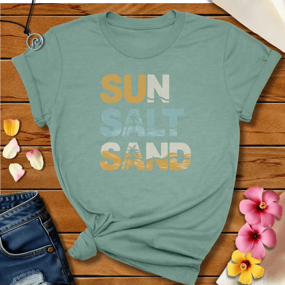 Sun Salt Sand Tee Heather Prism Dusty Blue by Salty By Choice™ We love the beach ocean and anything around water.