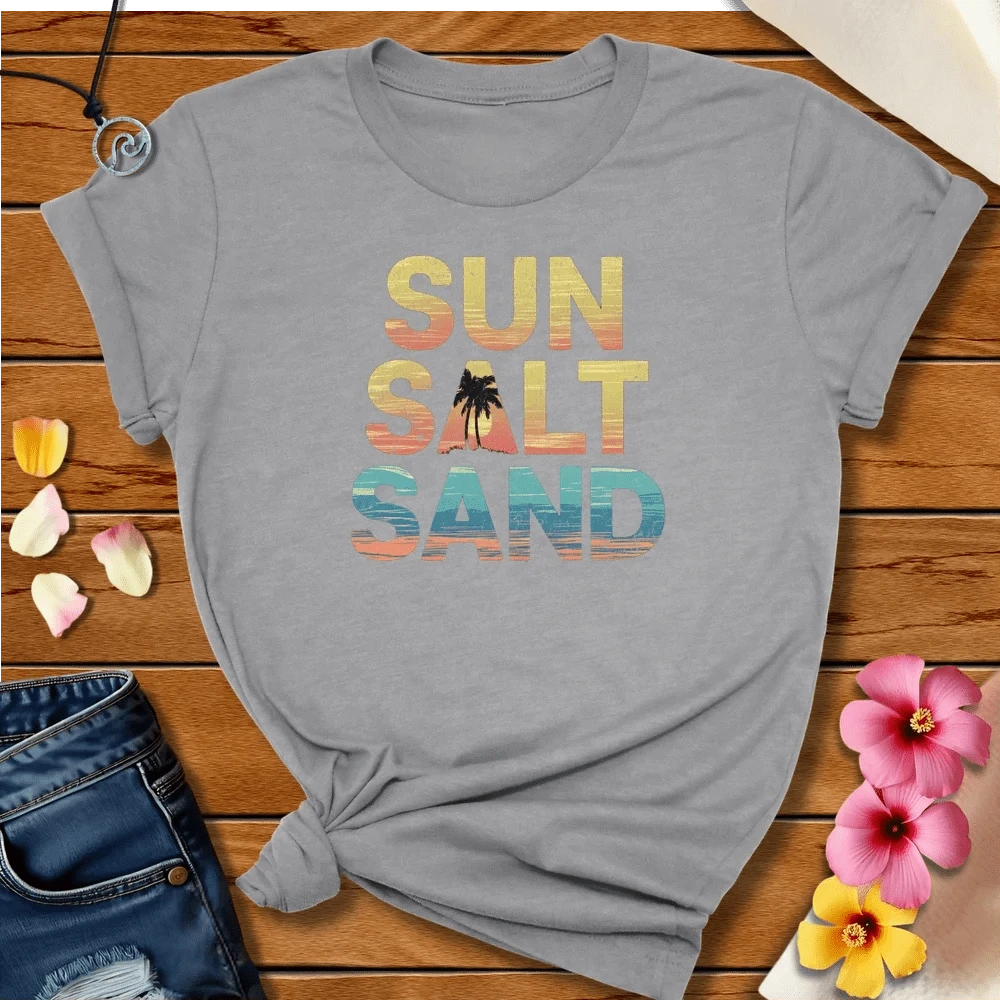 Sun Salt Sand Palm Tee Athletic Heather by Salty By Choice® We love the beach ocean and anything around water.