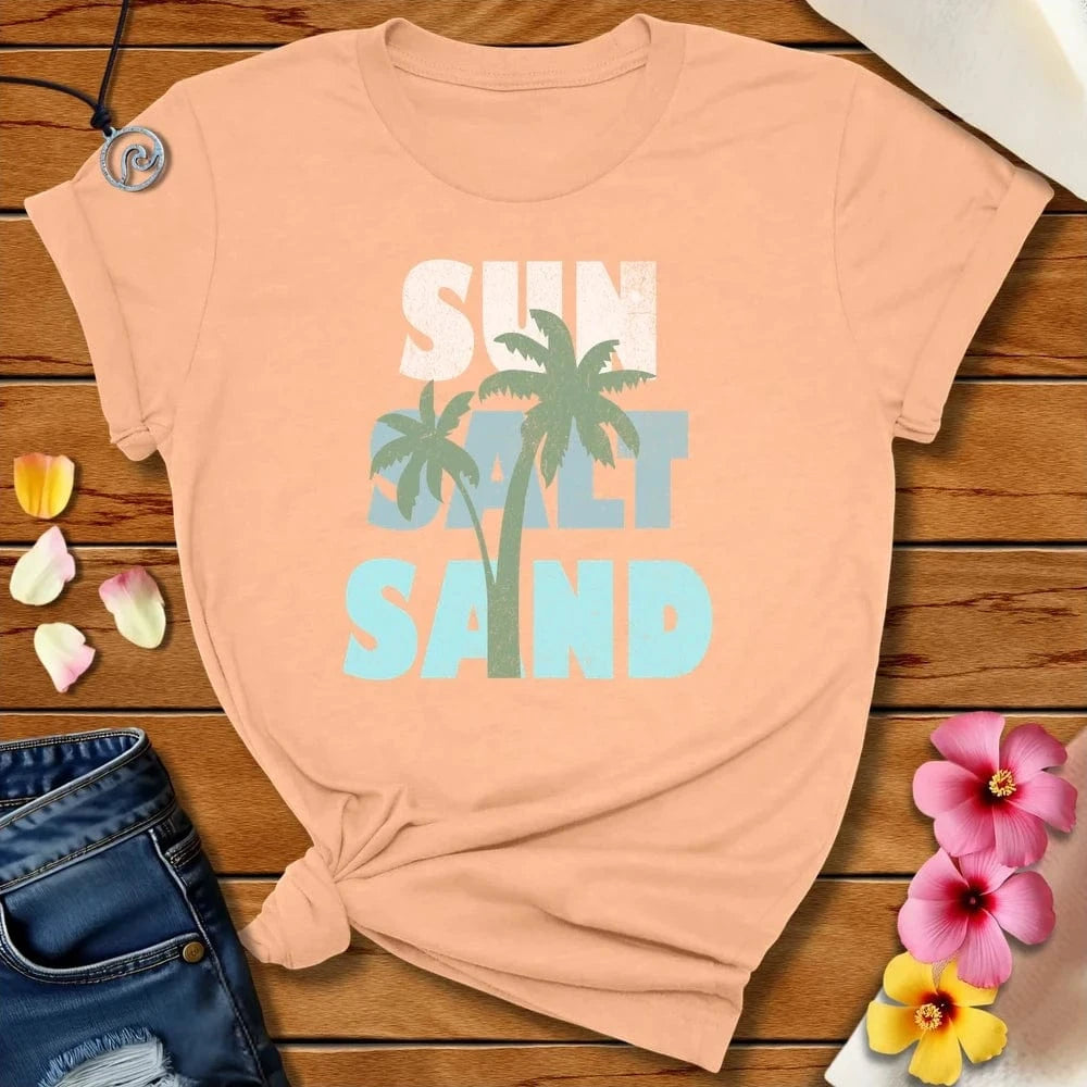 Sun Salt Sand Tee Peach by Salty By Choice® We love the beach ocean and anything around water.