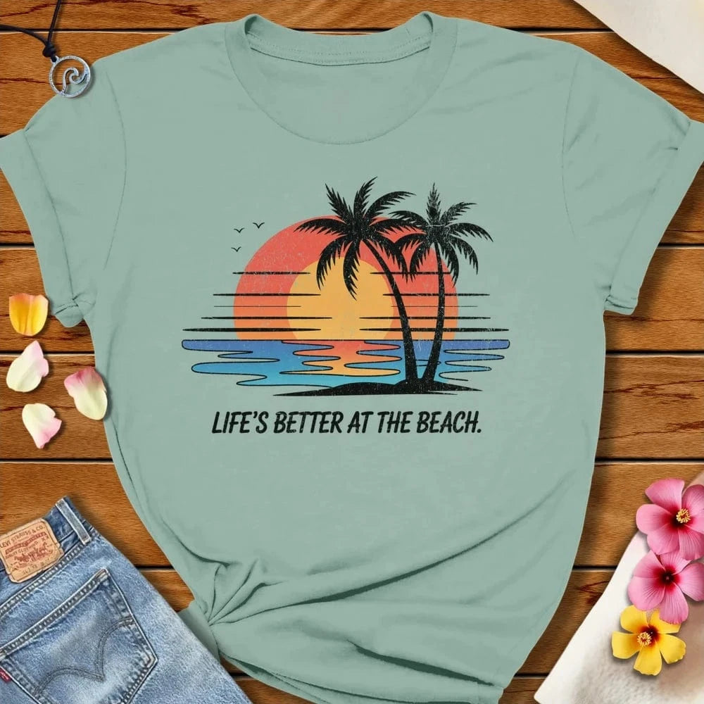 Sunset Beach Tee Dusty Blue by Salty By Choice™ We love the beach ocean and anything around water.