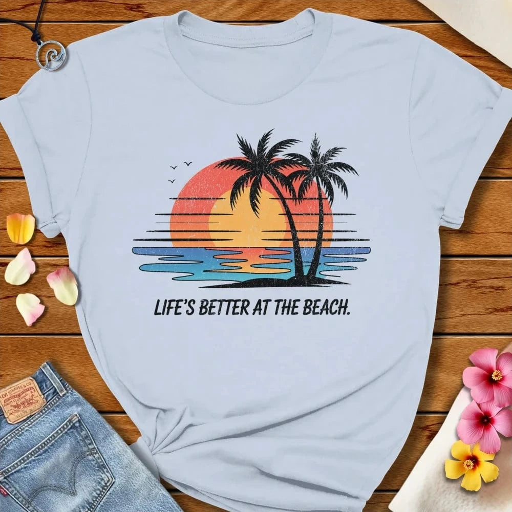 Sunset Beach Tee Light Blue by Salty By Choice™ We love the beach ocean and anything around water.