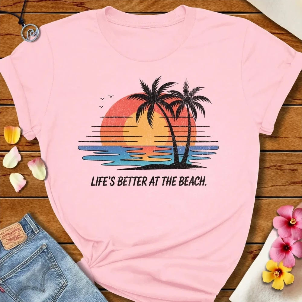 Sunset Beach Tee Soft Pink by Salty By Choice™ We love the beach ocean and anything around water.