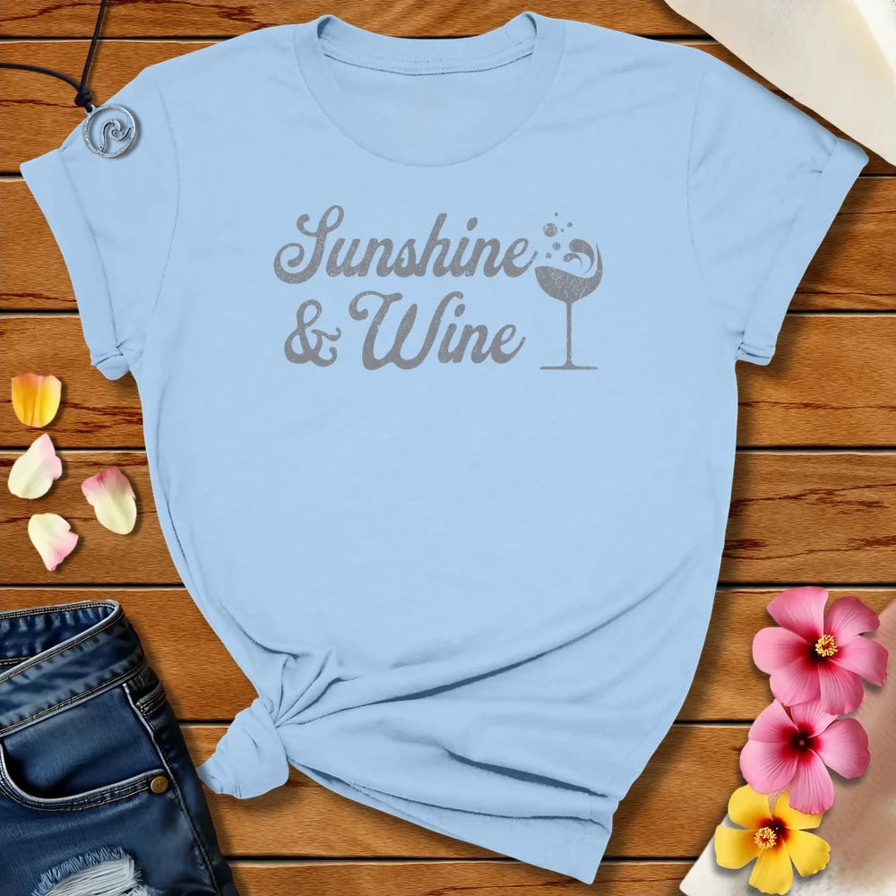 Sunshine And Wine Tee Baby Blue by Salty By Choice™ We love the ocean and Christian apparel