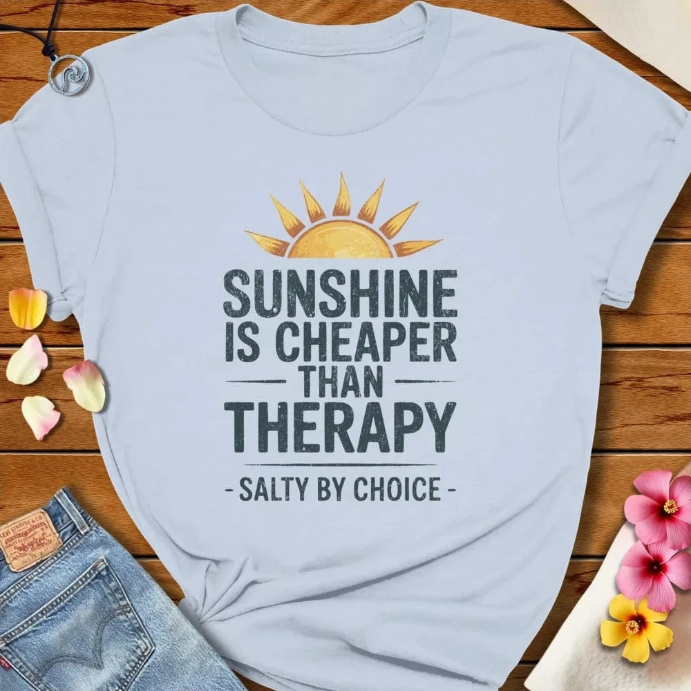 Sunshine Therapy Tee Light Blue by Salty By Choice® We love the beach ocean and anything around water.