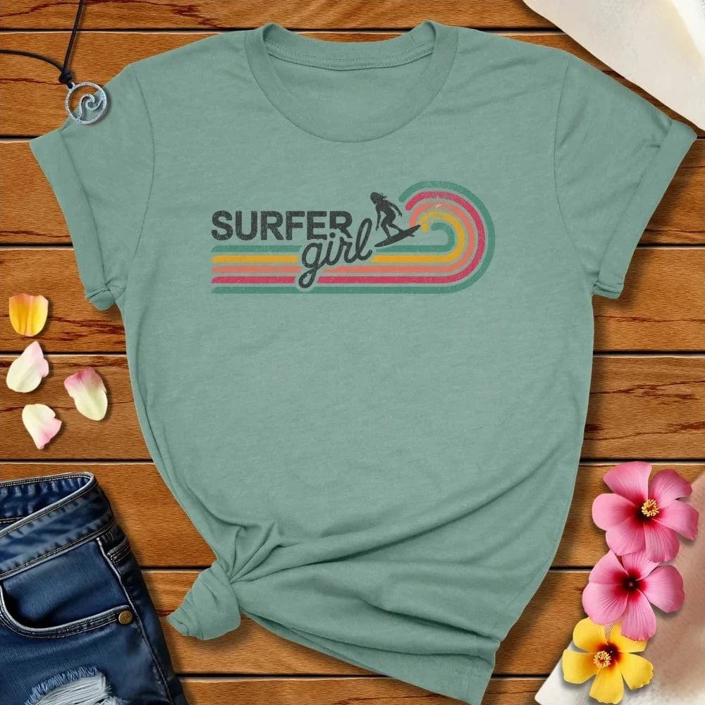 Surfer Girl Tee Heather Prism Dusty Blue by Salty By Choice® We love the beach ocean and anything around water.