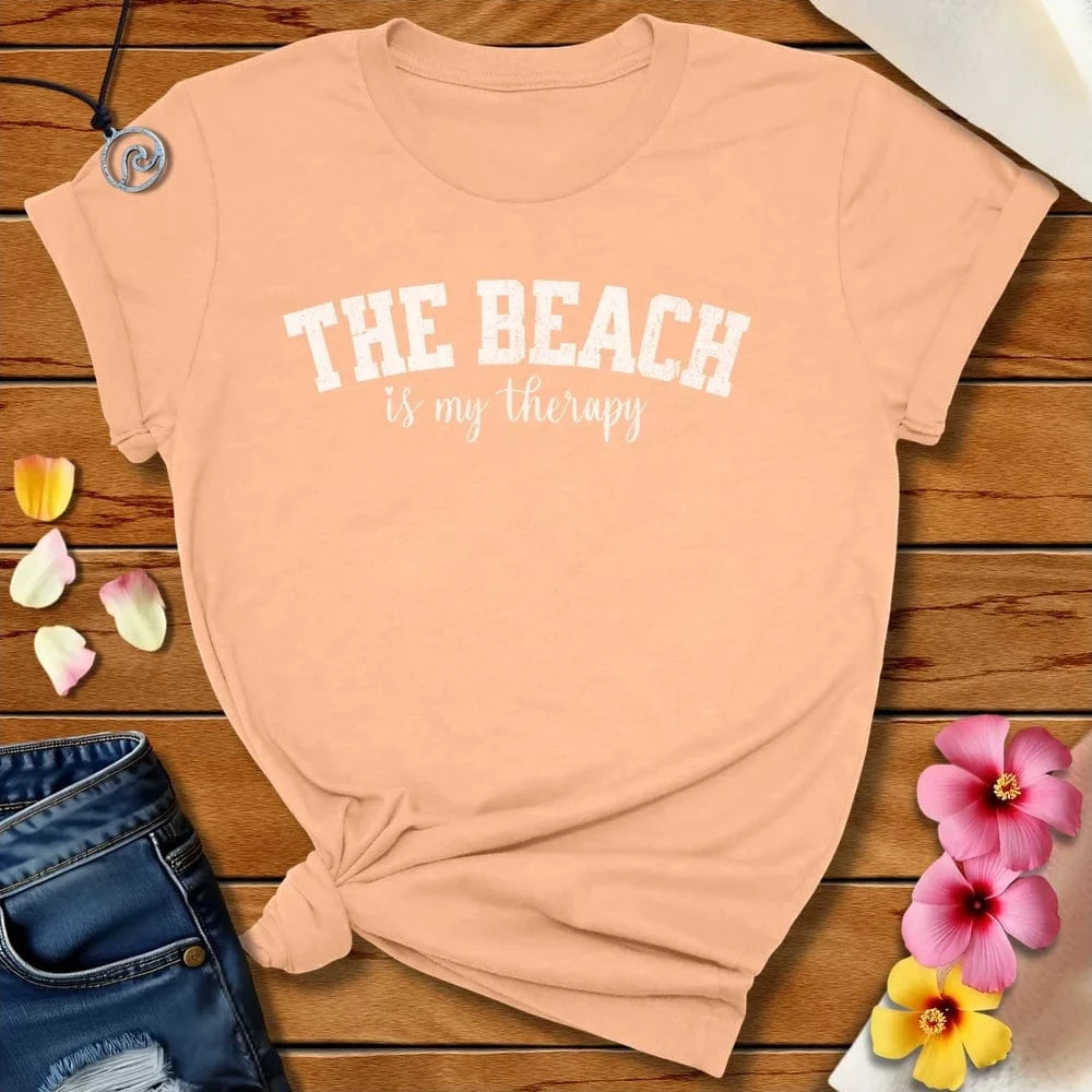 Beach Therapy Tee Peach by Salty By Choice® We love the beach ocean and anything around water.