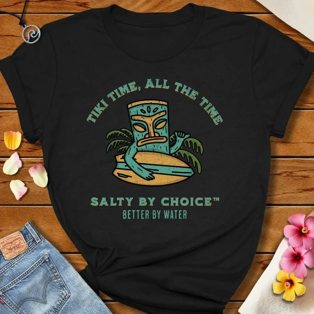 Tiki Time Tee Black by Salty By Choice™ We love the beach ocean and anything around water.