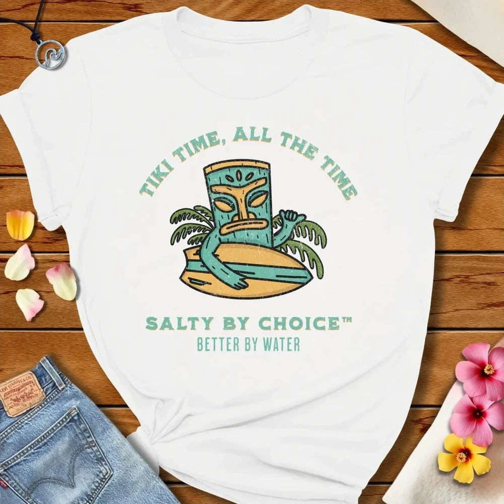 Tiki Time Tee White by Salty By Choice™ We love the beach ocean and anything around water.