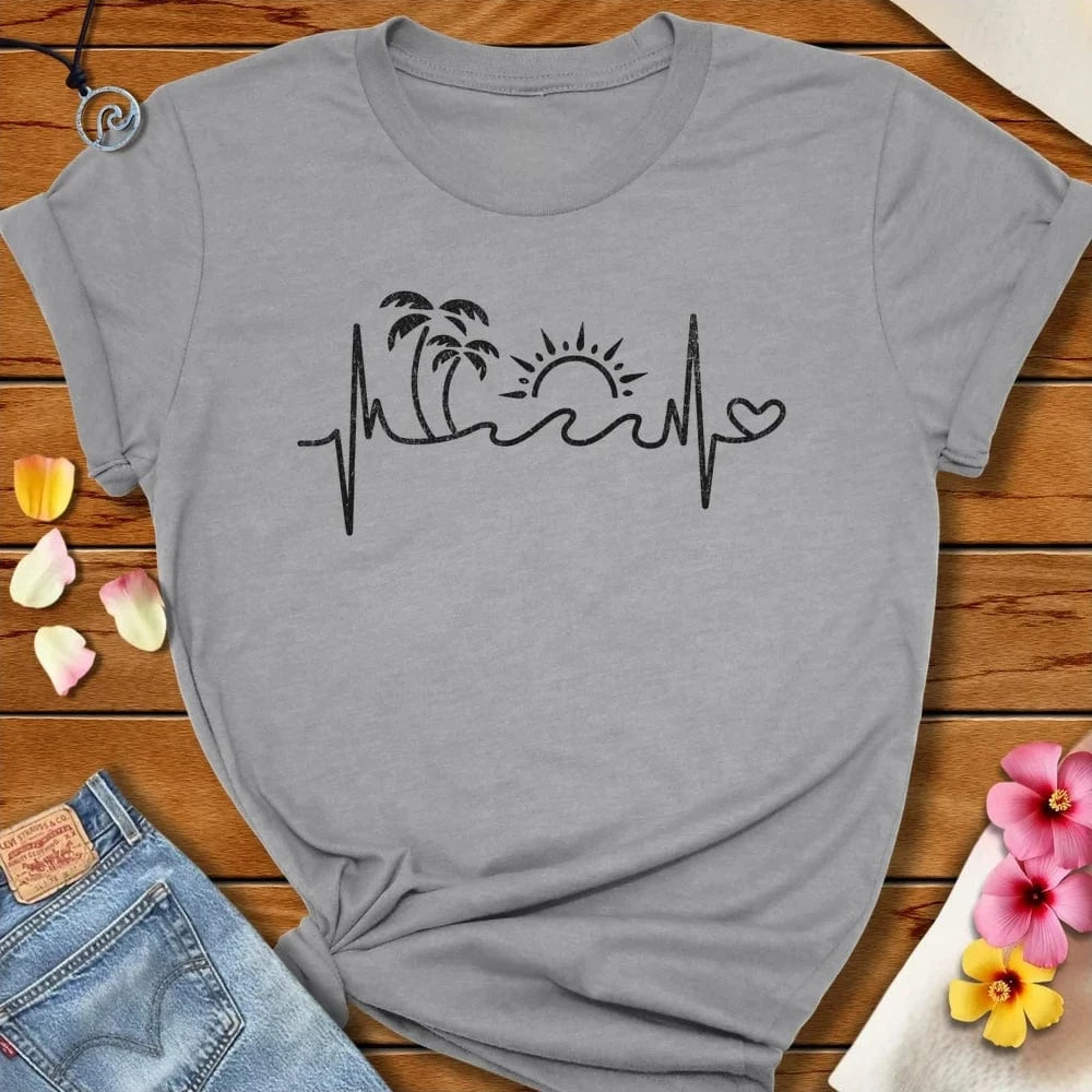 Tropical Heartbeat Tee Athletic Heather by Salty By Choice® We love the beach ocean and anything around water.