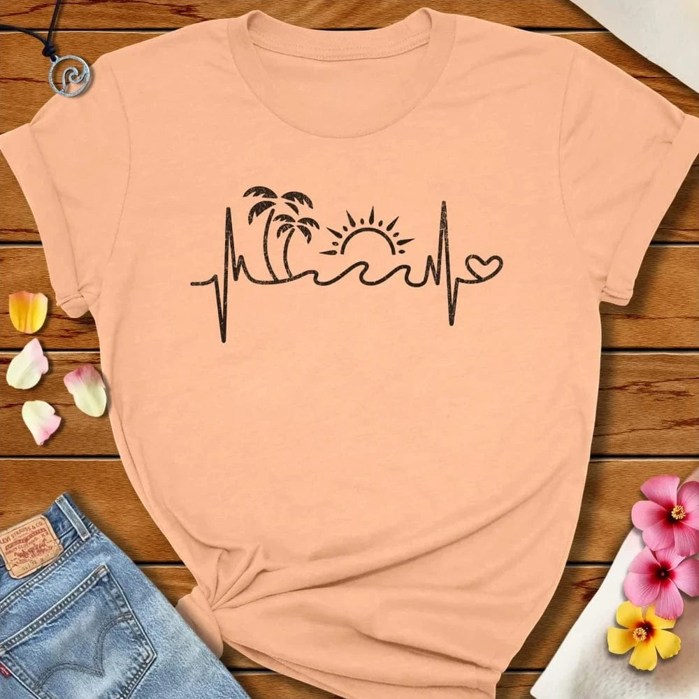 Tropical Heartbeat Tee Heather Peach by Salty By Choice® We love the beach ocean and anything around water.
