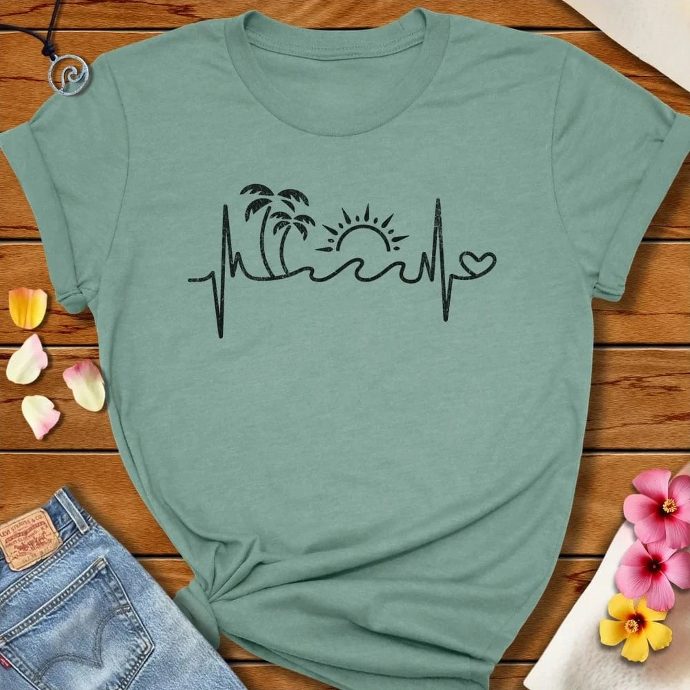 Tropical Heartbeat Tee Heather Prism Dusty Blue by Salty By Choice® We love the beach ocean and anything around water.