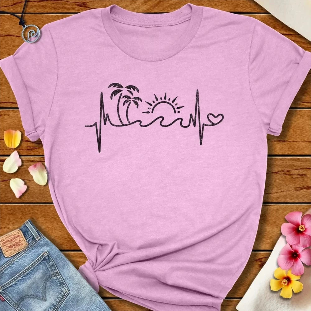 Tropical Heartbeat Tee Heather Prism Lilac by Salty By Choice® We love the beach ocean and anything around water.