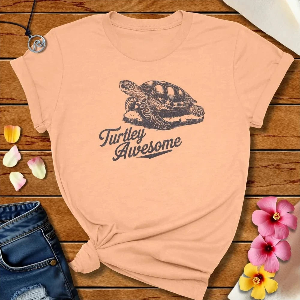 Turtley Awesome Tee Peach by Salty By Choice® We love the beach ocean and anything around water.
