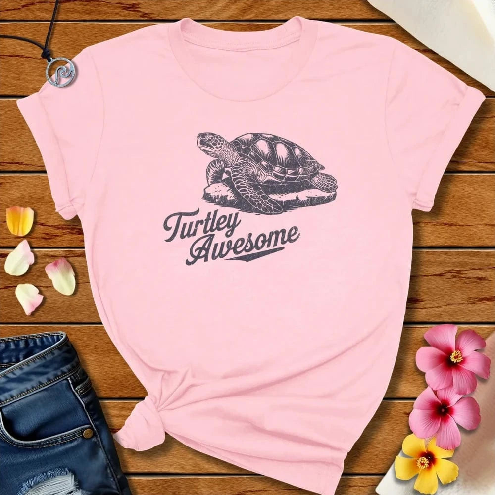 Turtley Awesome Tee Soft Pink by Salty By Choice® We love the beach ocean and anything around water.