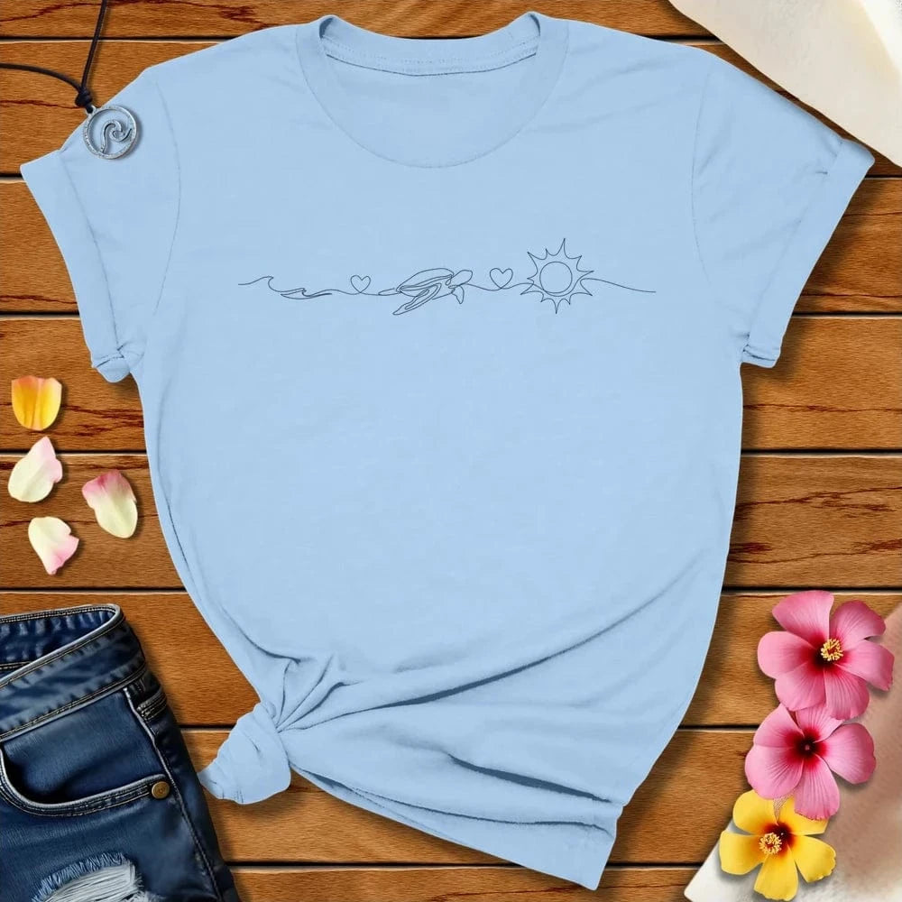 Wave Turtle Sun Line Tee Baby Blue by Salty By Choice® We love the beach ocean and anything around water.