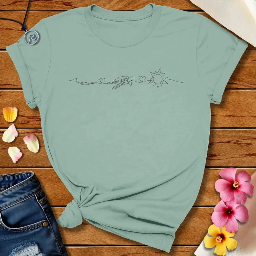 Wave Turtle Sun Line Tee Dusty Blue by Salty By Choice® We love the beach ocean and anything around water.