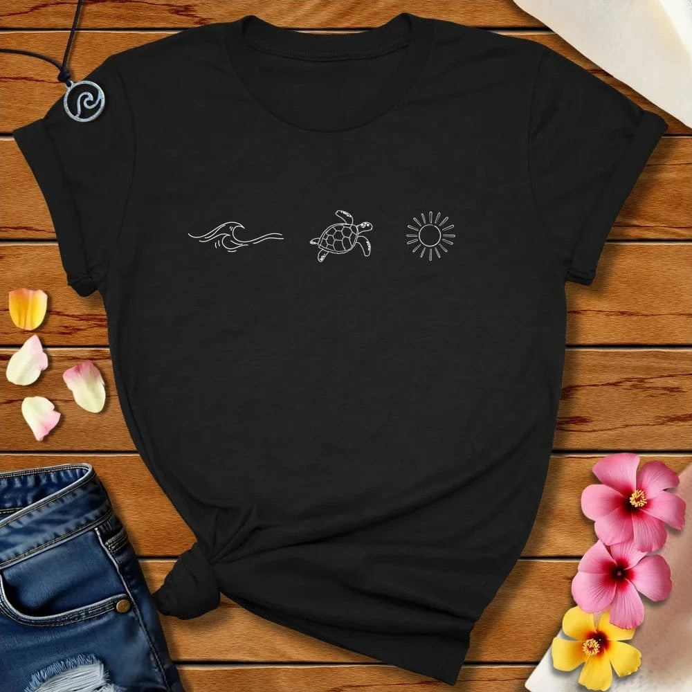 Wave Turtle Sun Tee Black by Salty By Choice® We love the beach ocean and anything around water.