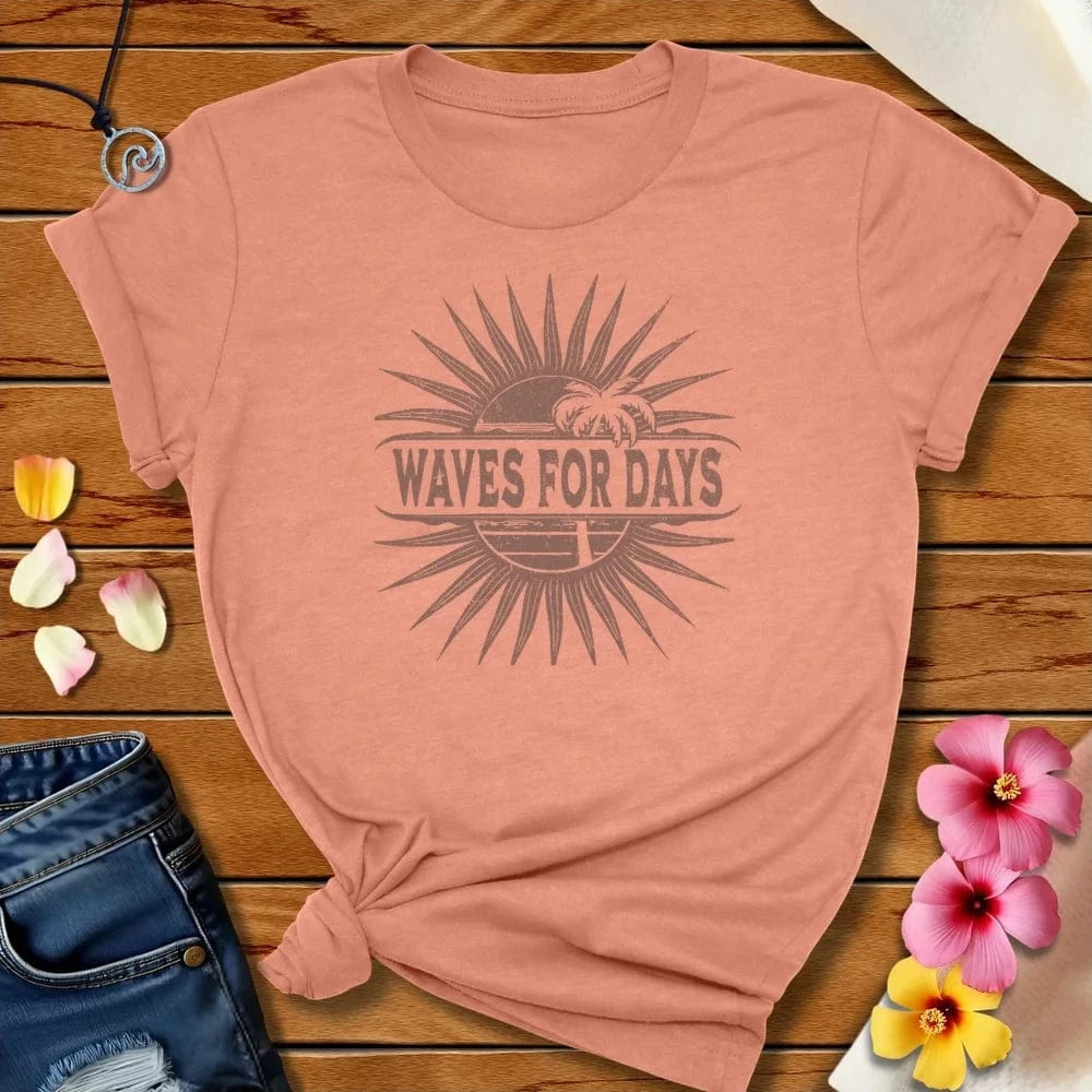 Waves For Days Tee Heather Prism Sunset by Salty By Choice™ We love the beach ocean and anything around water.