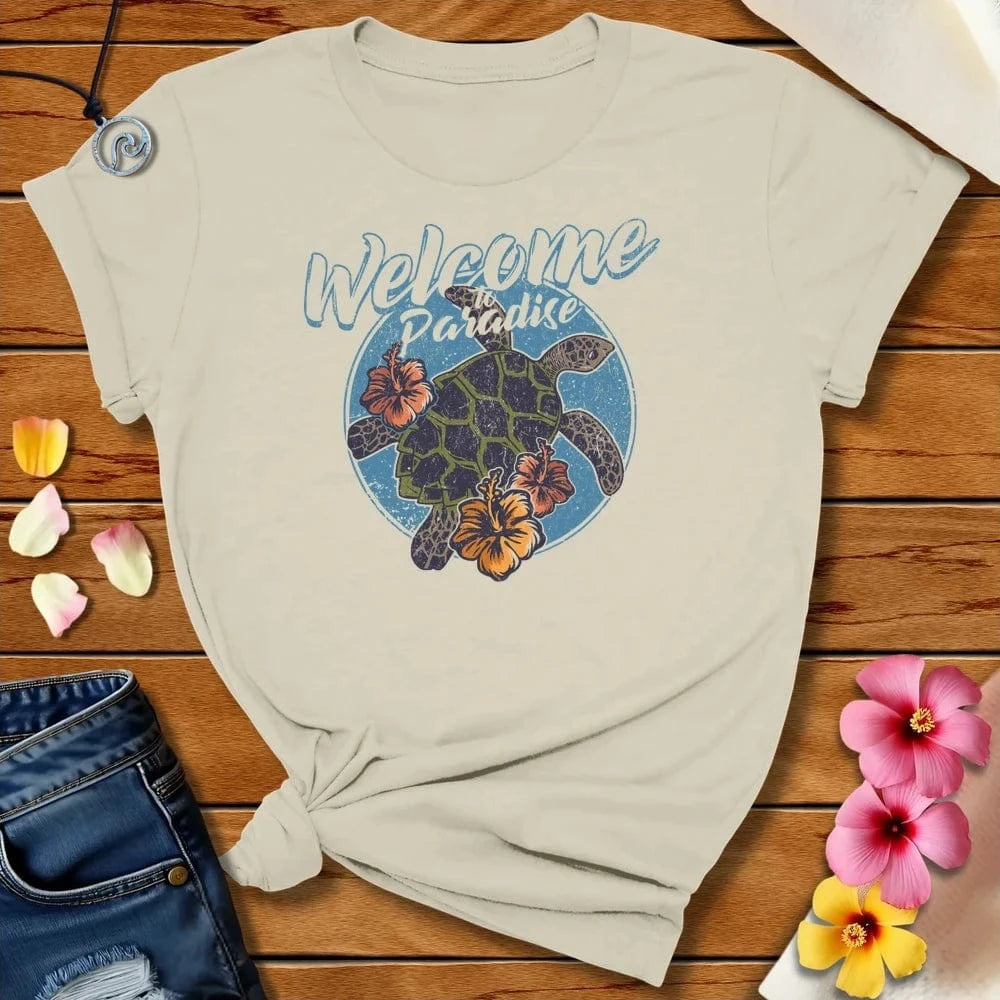 Welcome To Paradise Tee Natural by Salty By Choice® We love the beach ocean and anything around water.