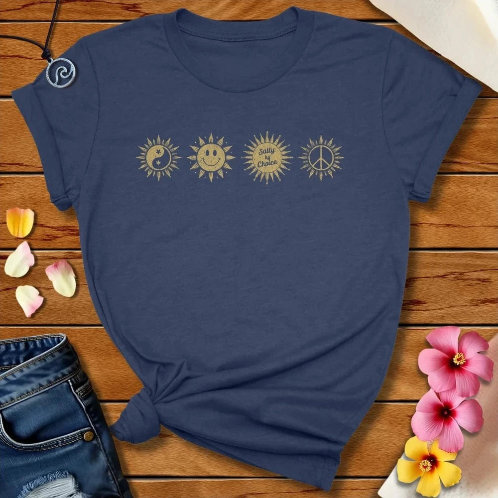 Yin Yang Sun Tee Heather Navy by Salty By Choice™ We love the beach ocean and anything around water.