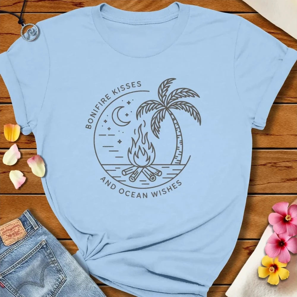 Bonfire Kisses Tee Baby Blue by Salty By Choice® We love the beach ocean and anything around water.
