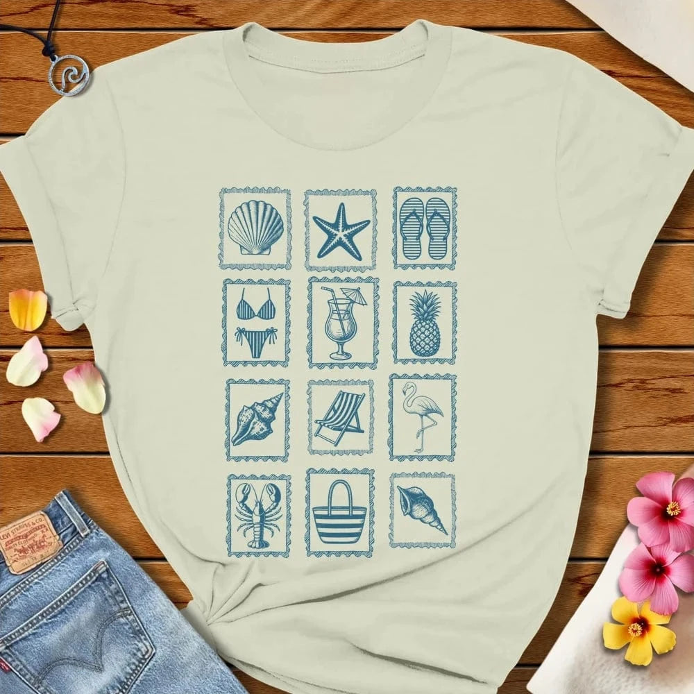 Beach Stamps Tee Citron by Salty By Choice® We love the beach ocean and anything around water.