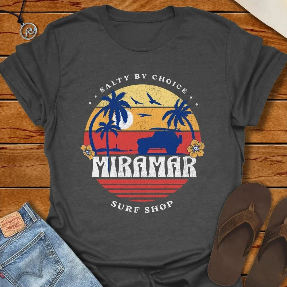 Sunset Surfing Tee Dark Heather by Salty By Choice® We love the beach ocean and anything around water.