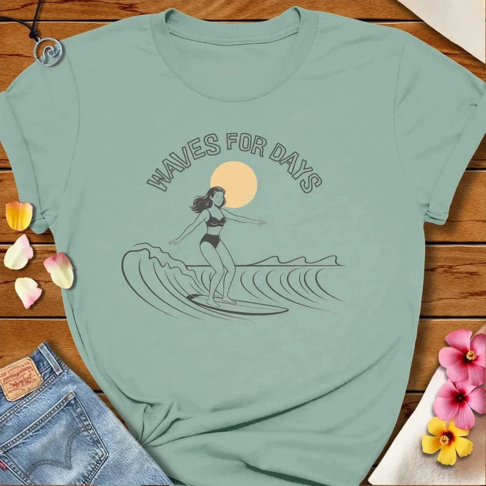 Waves For Days Tee Dusty Blue by Salty By Choice® We love the beach ocean and anything around water.