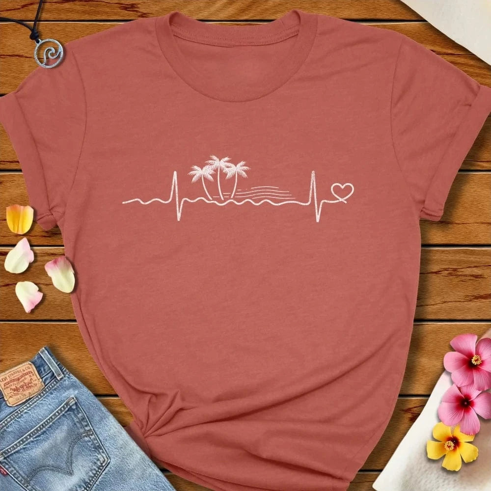 Tropical Heartbeat Tee Heather Clay by Salty By Choice® We love the beach ocean and anything around water.