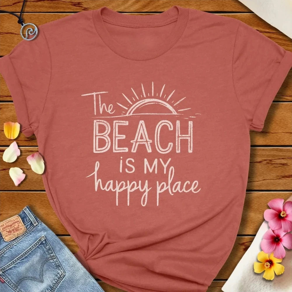 The Beach Is My Happy Place Tee Heather Clay by Salty By Choice® We love the beach ocean and anything around water.