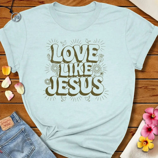 Love Like Jesus Tee Heather Ice Blue by Salty By Choice® We love the beach ocean and anything around water.