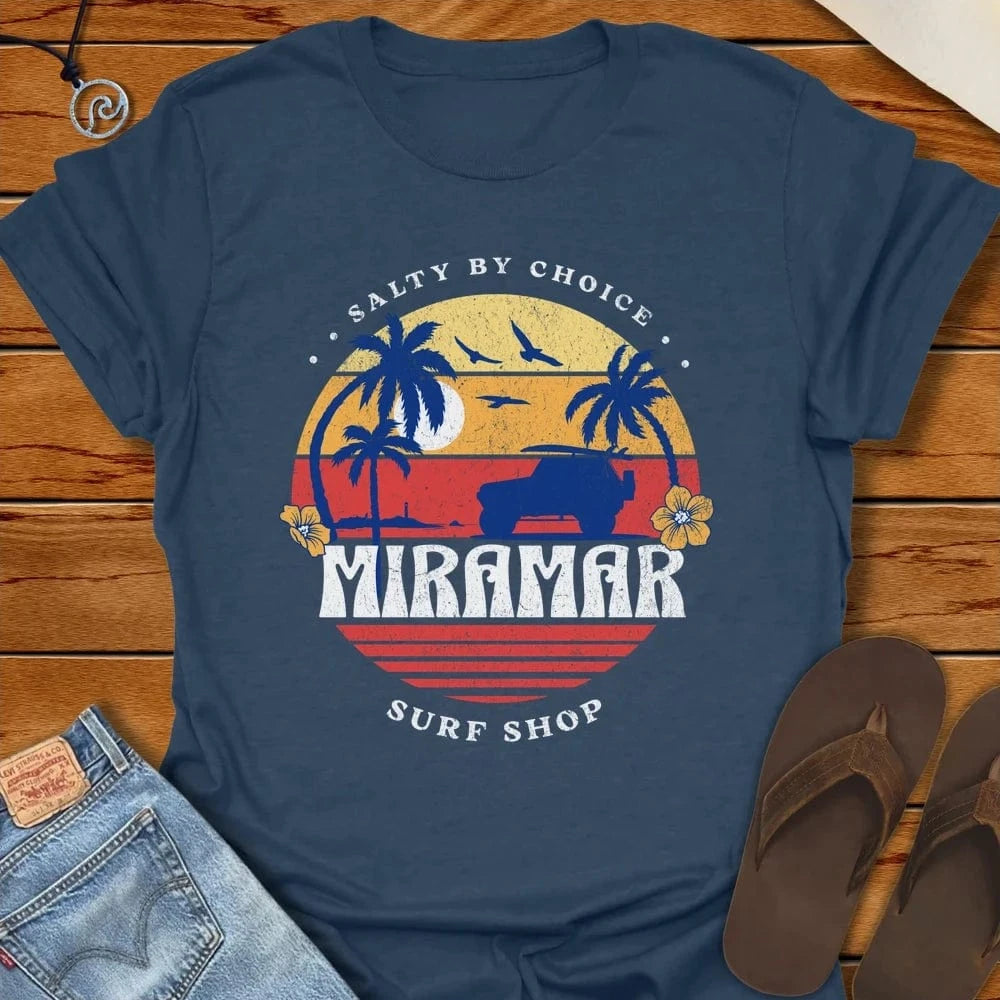 Sunset Surfing Tee Heather Navy by Salty By Choice® We love the beach ocean and anything around water.
