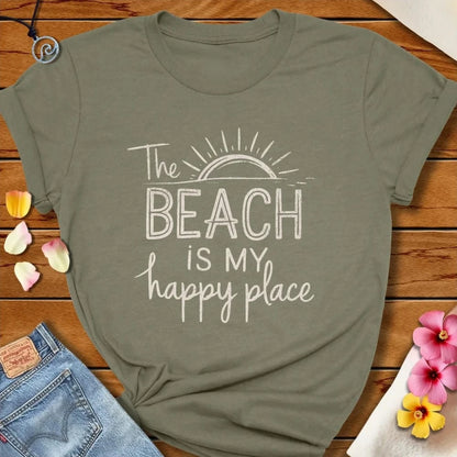 The Beach Is My Happy Place Tee Heather Olive by Salty By Choice® We love the beach ocean and anything around water.