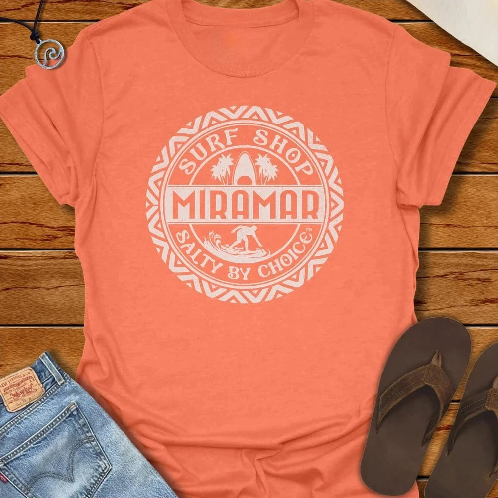 Salty Surf Shop Tee Heather Orange by Salty By Choice® We love the beach ocean and anything around water.