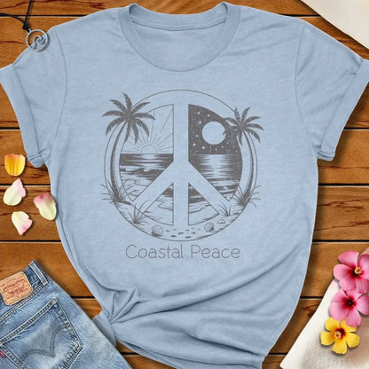 Coastal Peace Tee Heather Prism Blue by Salty By Choice® We love the beach ocean and anything around water.