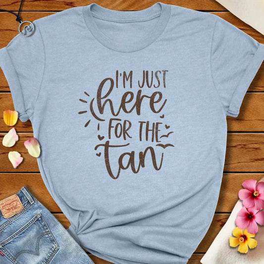 Here For The Tan Tee Heather Prism Blue by Salty By Choice® We love the beach ocean and anything around water.