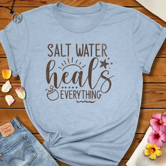 Salt Heals Tee Heather Prism Blue by Salty By Choice® We love the beach ocean and anything around water.
